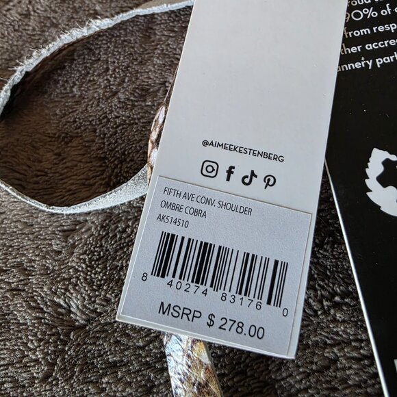 Aimee Kestenberg Fifth Ave Convertible Snake Leather Crossbody Shoulder Bag NWT - Picture 7 of 16